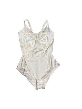 Maidenform Firm Control Bra Shaper Satin Bodysuit Shapewear 36DD Ivory Underwire